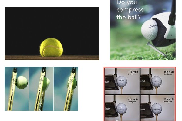 different sports balls (tennis and golf) and their elastic forces