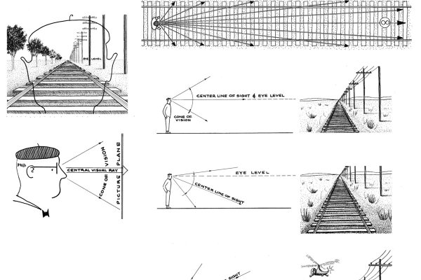 Practical guide in perspective drawing. Part 1 - Types of perspective drawing. article_017_img3-book5 illustration of the eye level, looking above and below the eye level. book illustration from Perspective Drawing Handbook by Joseph D-Amelio.