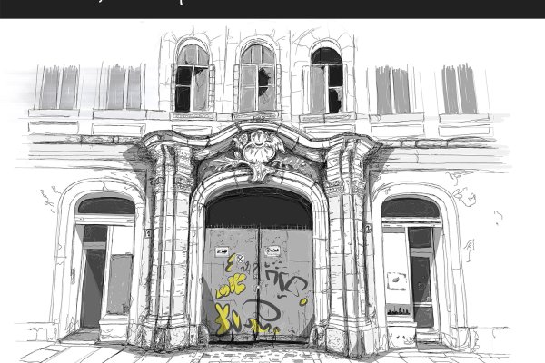 Practical guide in perspective drawing. Part 2 - One point perspective drawing. article_020 img9_02 one point perspective, final sketch with no grid