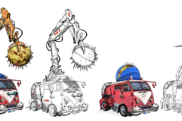 Inspiration boards will always generate creative ideas article_021 img8_sheet1 concept art for The Destroyer, racing wacky van