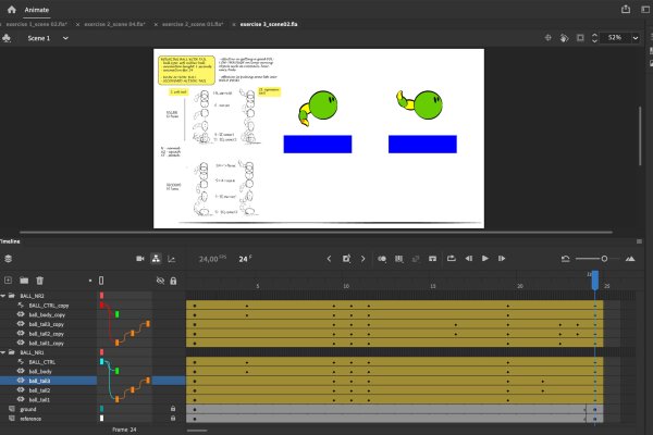 a print screen image from Adobe Animate interface for exercise 3/3, showing the timeline